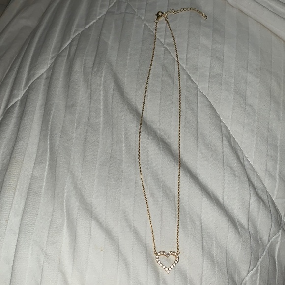 Gold plated Sterling silver 18kt gold plated CZ heart necklace NWOT - Picture 2 of 6